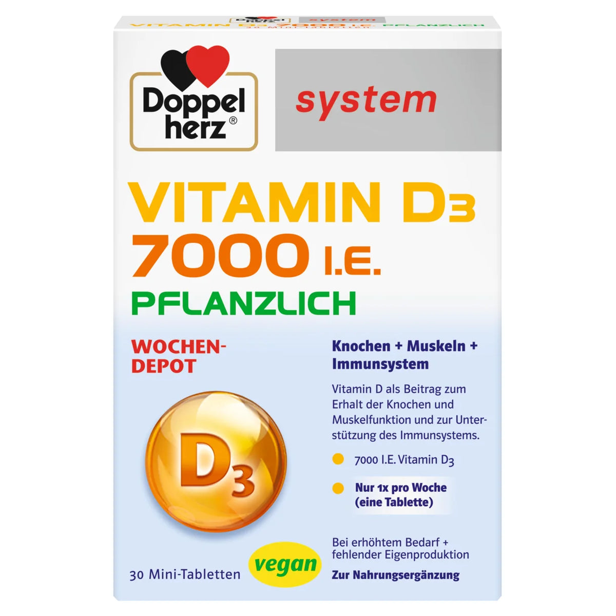 도펠헤르츠 시스템 식물성 비타민D3 7000IU 미니정 30정